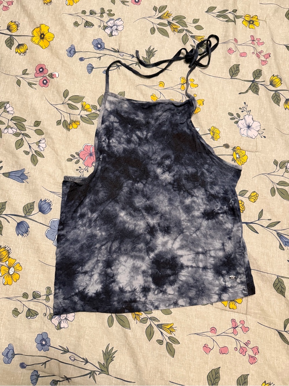 American Eagle Black and Gray Tie-Dye Halter